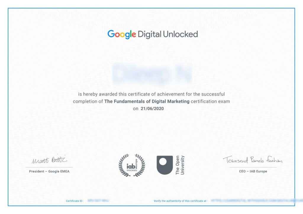 google digital marketing course